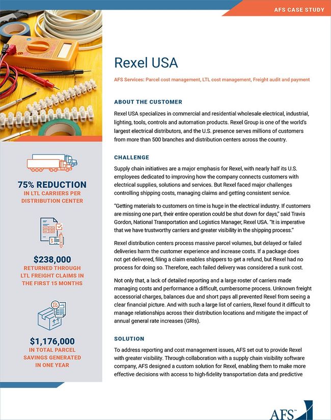 AFS Logistics case study: How Rexel saved $1M+ in LTL and parcel costs