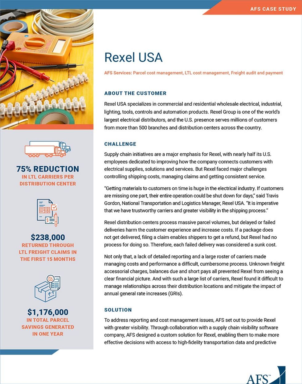 AFS Logistics case study: How Rexel saved $1M+ in LTL and parcel costs