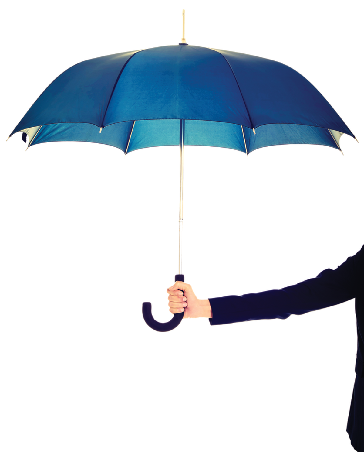 Businessperson holding up open umbrella