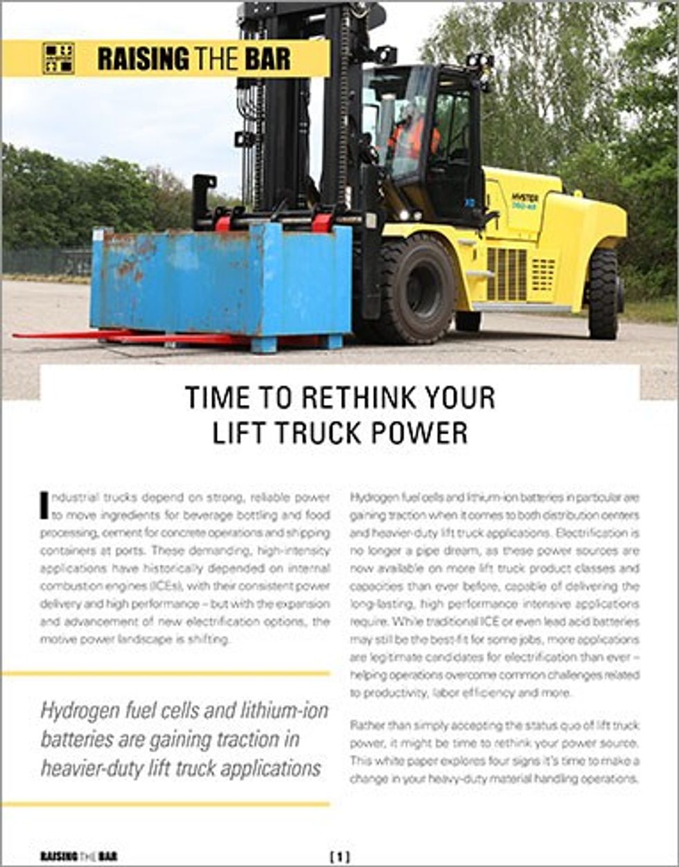 Hyster: Time to rethink your lift truck power