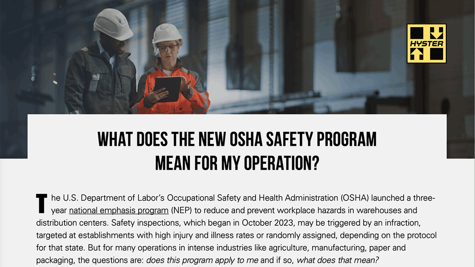 Hyster: What Does the New OSHA Safety Program Mean for My Operation?