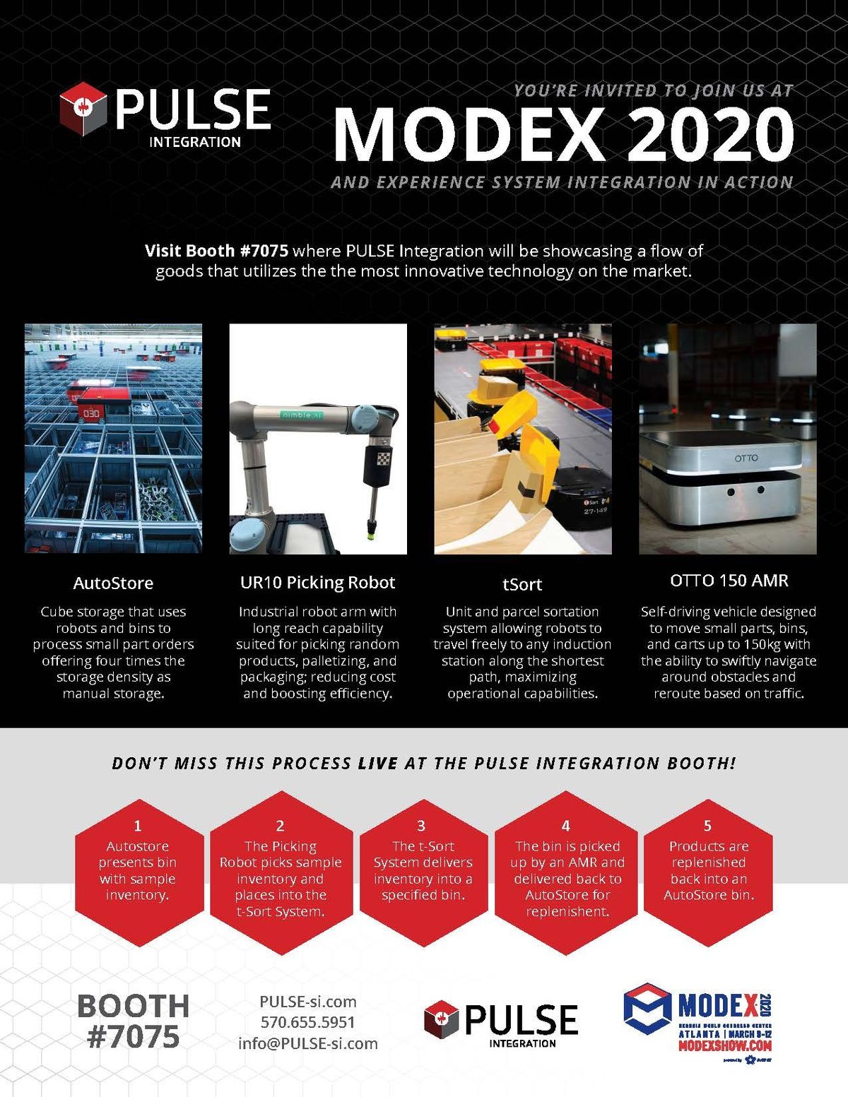 PULSE Integration will be exhibiting at MODEX 2020 in Atlanta Georgia, World Congress Center, March