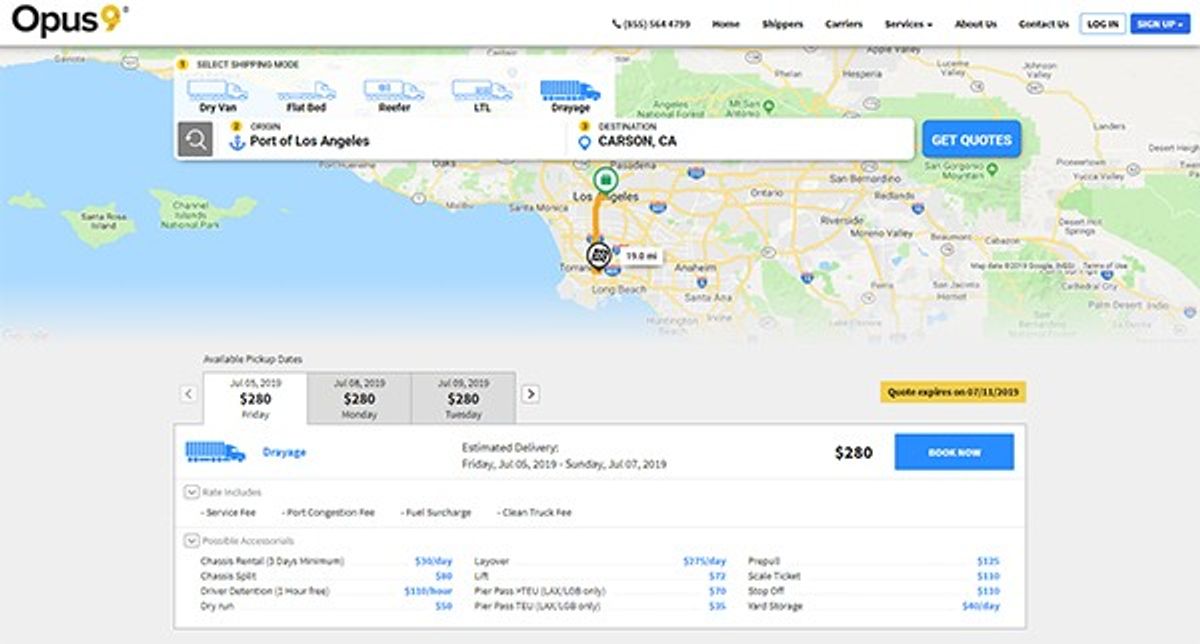 Opus9 says drayage platform offers transparent pricing and container tracking