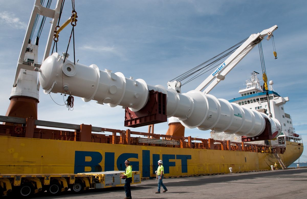 Port Manatee handles export of massive Air Products LNG heat exchanger