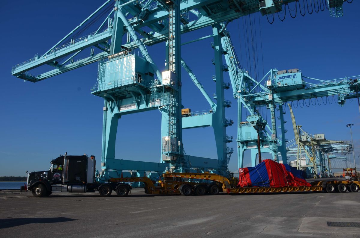 Massive turbine parts to generate Puerto Rico power move through JAXPORT