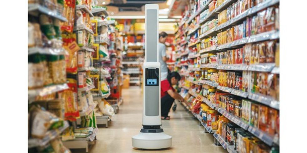 Mobile robot tracks inventory on store shelves