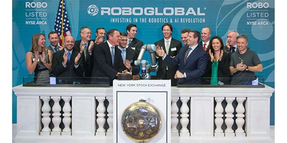 UR "cobot" rings stock exchange bell