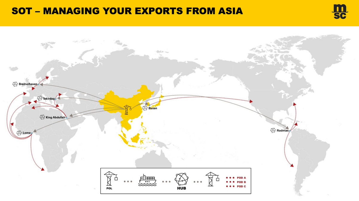 MSC map china