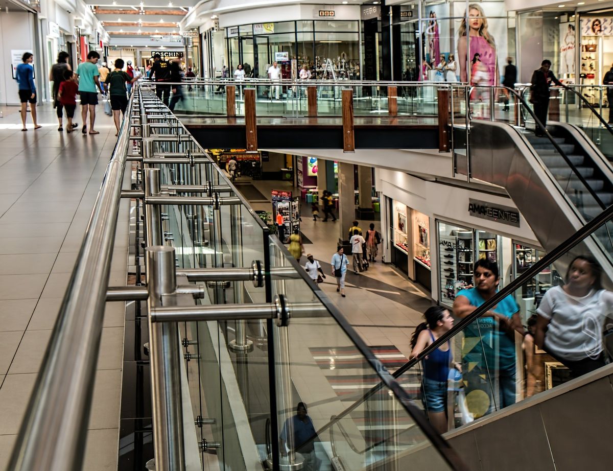 shoppers in mall