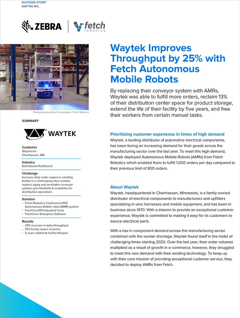 Zebra: Waytek Improves Throughput by 25% with Mobile Robots